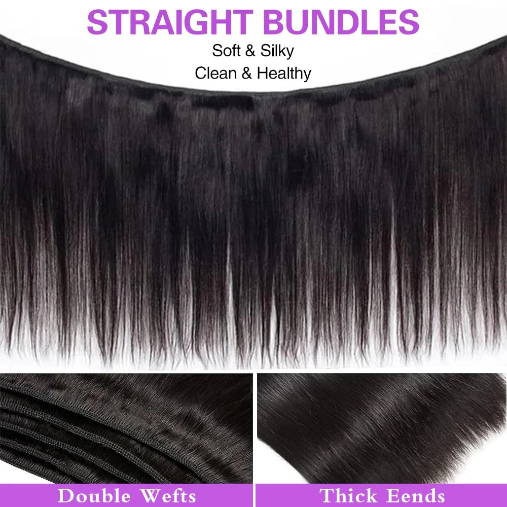 30-40 Inch Straight Human Hair Bundles Remy Extensions - Image 3