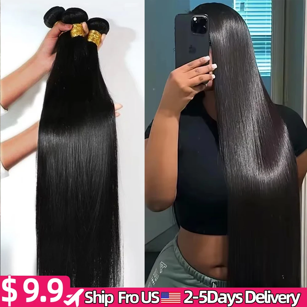 30-40 Inch Straight Human Hair Bundles Remy Extensions