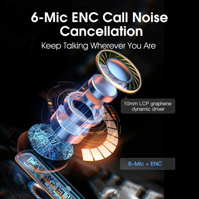 QCY HT05 ANC Wireless Earbuds—40dB Noise Block, Ultimate Clarity - Image 4